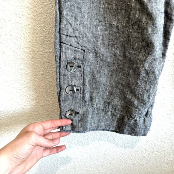 Chico's Women's Large 100% Linen Gray Pull on Pants Cropped Coastal Lagenlook - Picture 9 of 9
